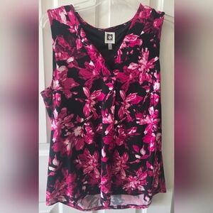 Anne Klein Black Camisole with Hot Pink Floral Print